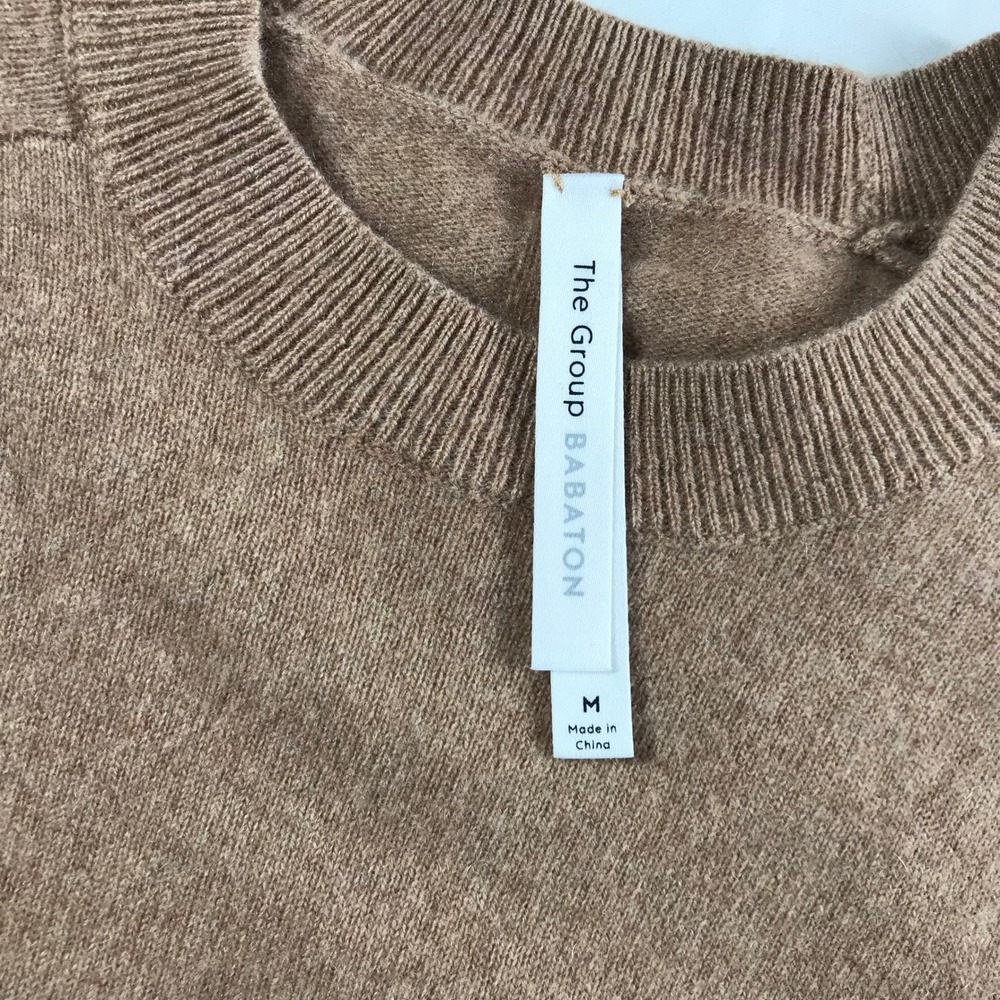 The Group by Babaton 100% Cashmere Crewneck Sweater Camel Brown Medium - Picture 4 of 7